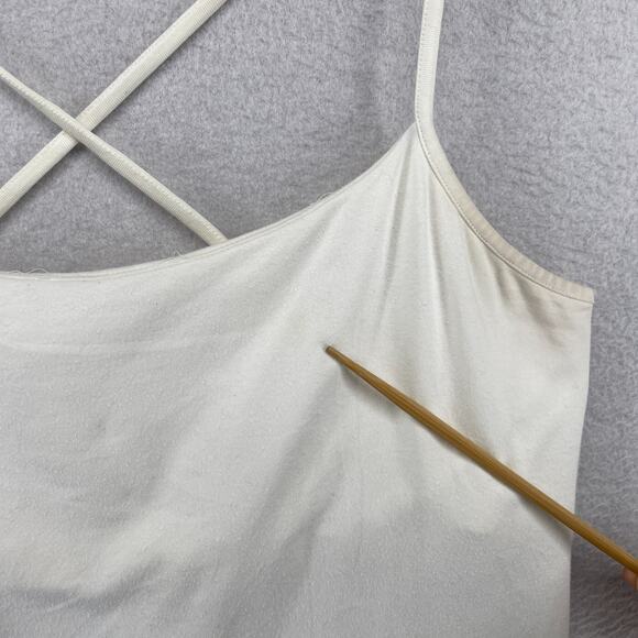 EILEEN FISHER Tank Top XL Organic Cotton Jersey Cross Back Shelf Bra White USA - Picture 14 of 16